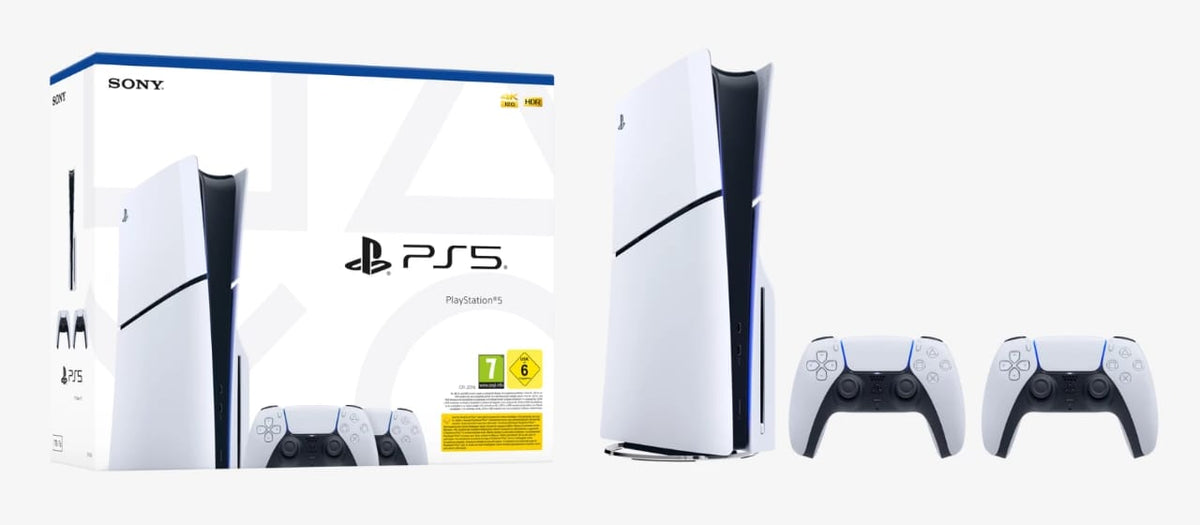 PlayStation 5 Disc Edition met 2 DualSense-controllers Slim – productfoto 1