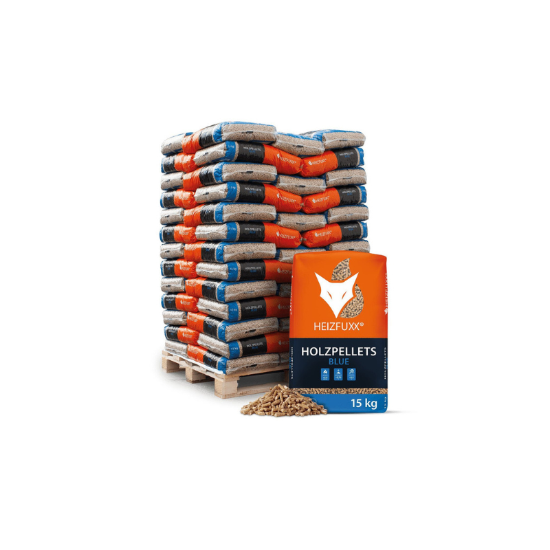 Heizfuxx Houtpellets Blue 975 kg - 65 zakken van 15 kg | Premium houtpellets voor constante warmte