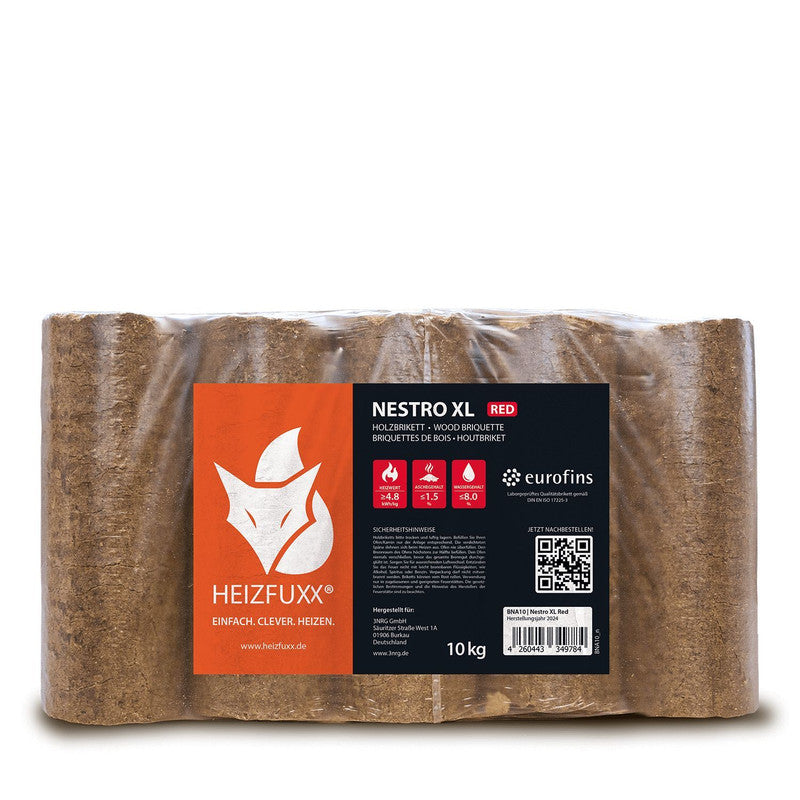 Heizfuxx Nestro XL Red Houtbriketten 960 kg – 96 pakken van 10 kg